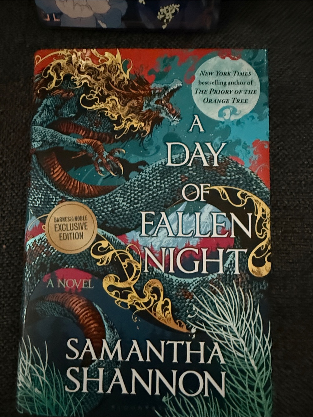 A Day of Fallen Night by Samantha Shannon - Teal & Red Illustrated Hardcover